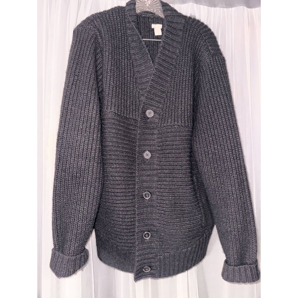 Adidas SLVR Dark Gray Wool Blend Button-Up Ribbed Cardigan Sweater Size XL Mens